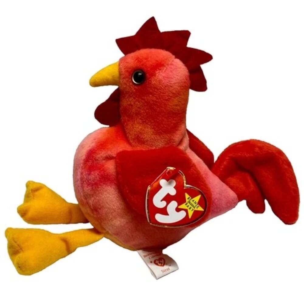 Ty Beanie Baby Strut the Rooster 6" Retired Plush Bird Rare Vtg Collectible 1996